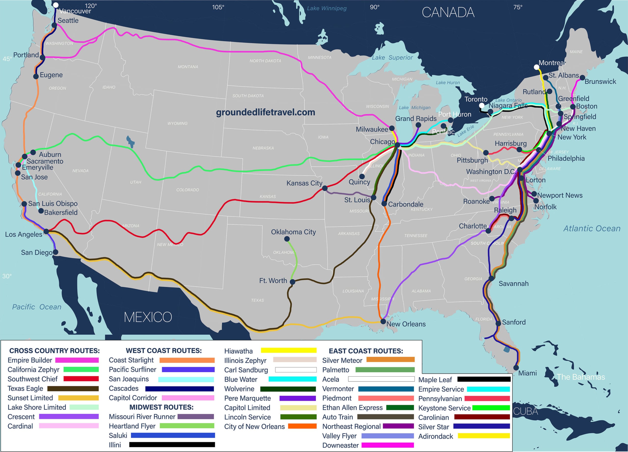 Amtrak Map and Route Guide | Grounded Life Travel
